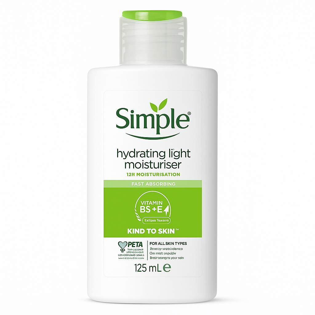 کرم مرطوب‌کننده سبک سیمپل Hydrating Light Moisturiser بطری سفید 125 میلی‌لیتری