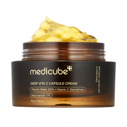 کرم کپسولی ویتامین سی مدیکیوب Deep Vita C Capsule Cream با بافت ژلی و کپسولهای زرد 55 گرم