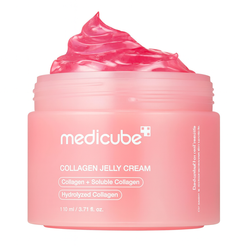 کرم ژلی کلاژن مدیکیوب Collagen Jelly Cream با بافت صورتی و بسته‌بندی صورتی 110 میل