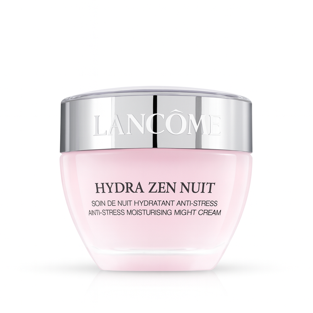 کرم شب آبرسان و ضد استرس Lancome Hydra Zen Nuit در بسته‌بندی صورتی با درب نقره‌ای 50 میل