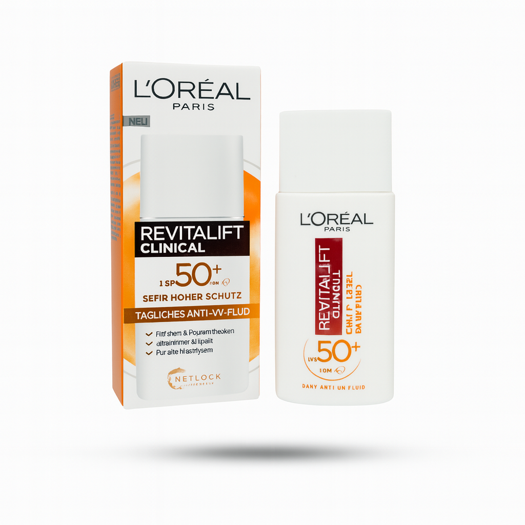 ضدآفتاب لورآل Revitalift Clinical SPF50+ با پوشش سبک و محافظت بالا در برابر UVA و UVB