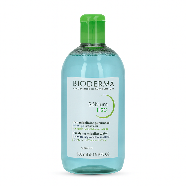 محلول میسلار بایودرما سبیوم H2O حجم 500 میل برای پوست چرب و مختلط