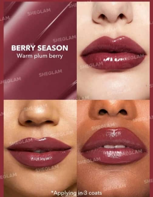 رژ لب شیگلم Berry Season رنگ آلبالویی تیره با جلوه براق