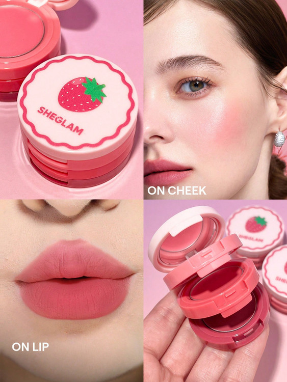 SHEGLAM Strawberry Whirl Cream Stack – رژگونه و لیپ کرمی شیگلم رنگ توتفرنگی