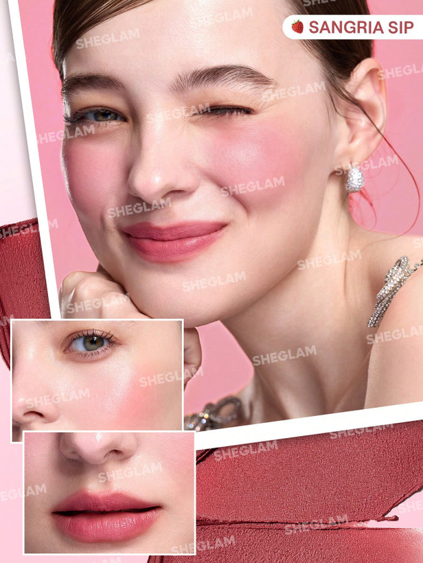 SHEGLAM Strawberry Whirl Cream Stack – رژگونه و لیپ کرمی شیگلم رنگ توتفرنگی