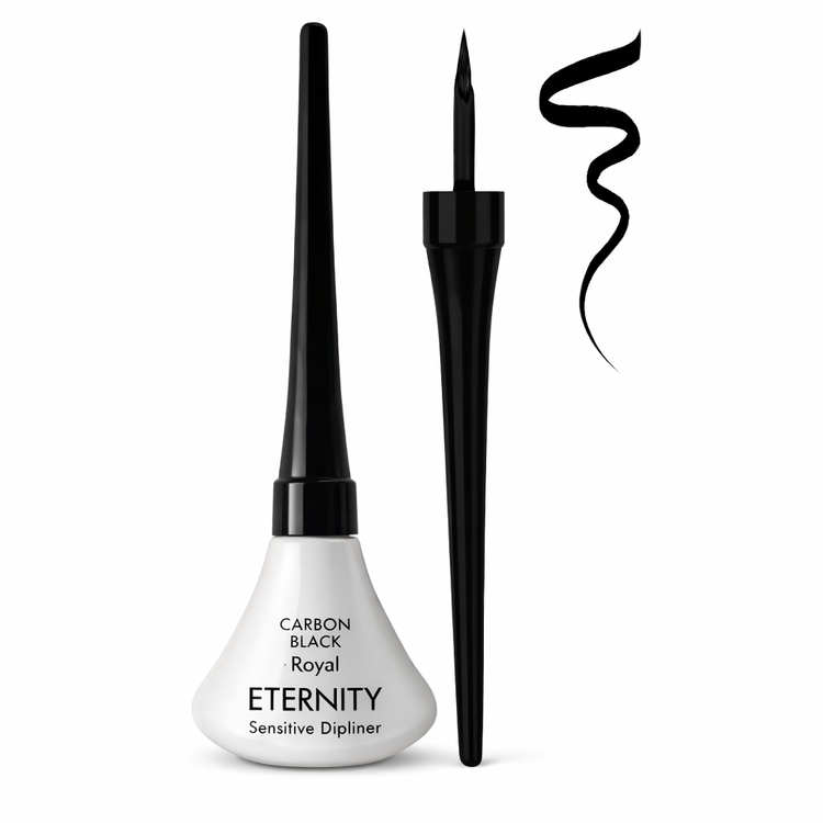 خط چشم کوزهای سنسیتیو اترنیتی Carbon Black با برس ظریف و رنگ مشکی کربنی مناسب چشم حساس