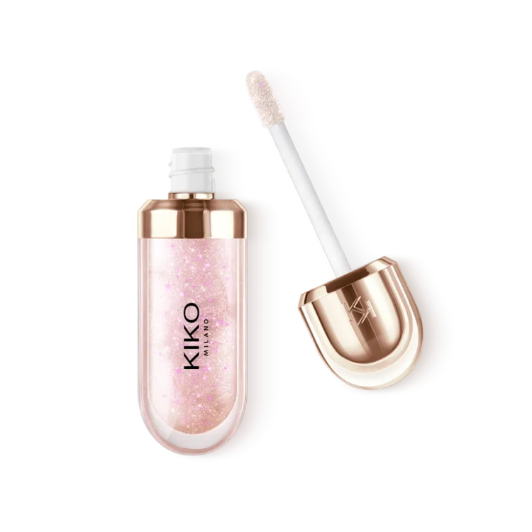 لیپ گلاس کیکو میلانو مدل 3D Hydra Lipgloss شماره 41 Rosy Glares با جلوه براق و اکلیلی صورتی